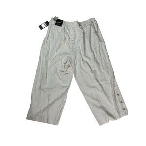 Jones New York Womens Crop Pants With Elastic Waist Band Stretch White Size 2X